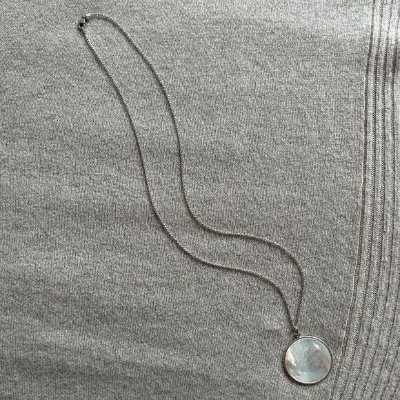 Honora White Mother-of -Pearl Disc Pendant and Silver Necklace - Picture 12 of 14